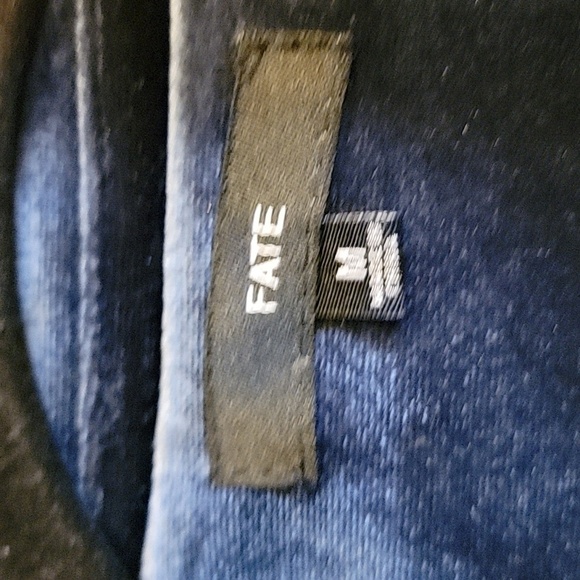 Fate-Blue velour moto jacket cropped with zippers Size Medium. - Picture 3 of 10